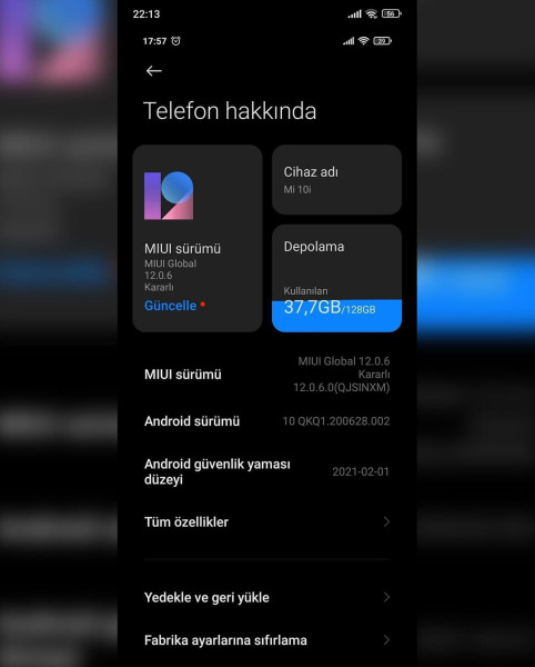 📱 Redmi Mi 10i | 128 GB | Mavi | %100 Batarya | KKTC Kayıtl 0